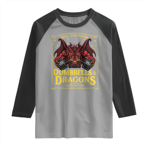 Funny RPG Weightlifting Workout Gym Raglan Shirt Dumbbells And Dragons The Original Swoleplaying Game TS11 Sport Gray Black Print Your Wear