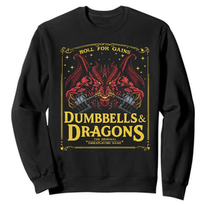 Funny RPG Weightlifting Workout Gym Sweatshirt Dumbbells And Dragons The Original Swoleplaying Game TS11 Black Print Your Wear