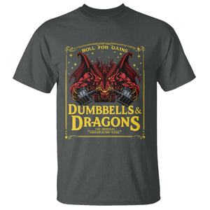 Funny RPG Weightlifting Workout Gym T Shirt - Dumbbells And Dragons The Original Swoleplaying Game TS11 Dark Heather Print Your Wear
