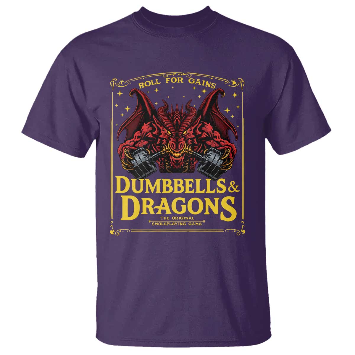 Funny RPG Weightlifting Workout Gym T Shirt - Dumbbells And Dragons The Original Swoleplaying Game TS11 Purple Print Your Wear