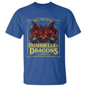 Funny RPG Weightlifting Workout Gym T Shirt - Dumbbells And Dragons The Original Swoleplaying Game TS11 Royal Blue Print Your Wear