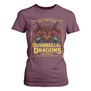 Funny RPG Weightlifting Workout Gym T Shirt For Women Dumbbells And Dragons The Original Swoleplaying Game TS11 Maroon Print Your Wear