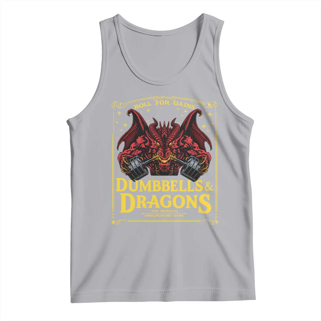 Funny RPG Weightlifting Workout Gym Tank Top Dumbbells And Dragons The Original Swoleplaying Game TS11 Athletic Heather Print Your Wear