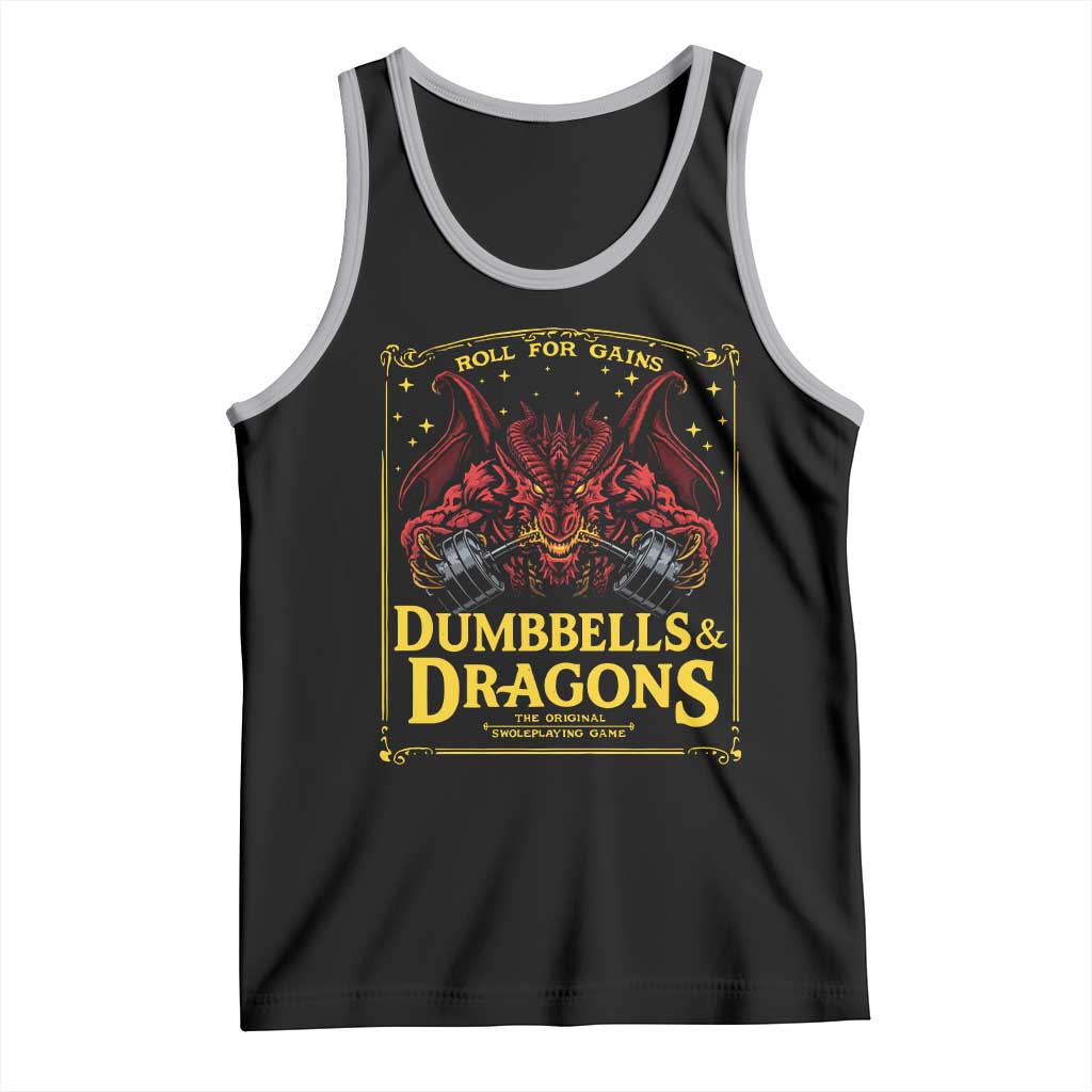Funny RPG Weightlifting Workout Gym Tank Top Dumbbells And Dragons The Original Swoleplaying Game TS11 Black Athletic Heather Print Your Wear