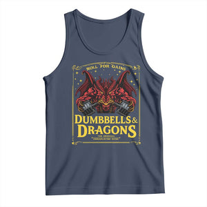 Funny RPG Weightlifting Workout Gym Tank Top Dumbbells And Dragons The Original Swoleplaying Game TS11 Navy Print Your Wear