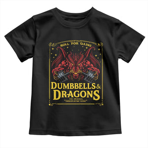 Funny RPG Weightlifting Workout Gym Toddler T Shirt Dumbbells And Dragons The Original Swoleplaying Game TS11 Black Print Your Wear