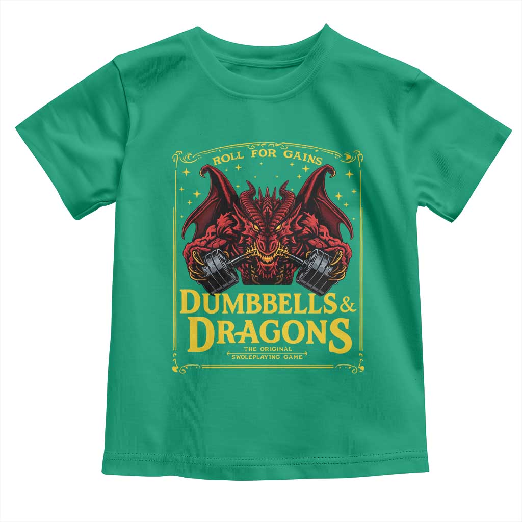 Funny RPG Weightlifting Workout Gym Toddler T Shirt Dumbbells And Dragons The Original Swoleplaying Game TS11 Irish Green Print Your Wear