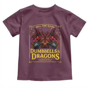 Funny RPG Weightlifting Workout Gym Toddler T Shirt Dumbbells And Dragons The Original Swoleplaying Game TS11 Maroon Print Your Wear