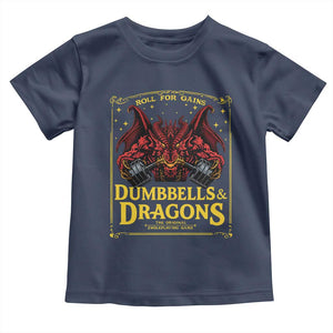 Funny RPG Weightlifting Workout Gym Toddler T Shirt Dumbbells And Dragons The Original Swoleplaying Game TS11 Navy Print Your Wear