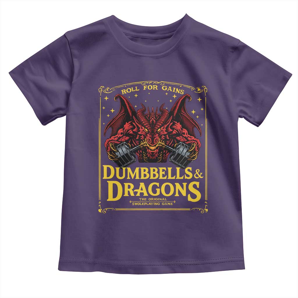 Funny RPG Weightlifting Workout Gym Toddler T Shirt Dumbbells And Dragons The Original Swoleplaying Game TS11 Purple Print Your Wear