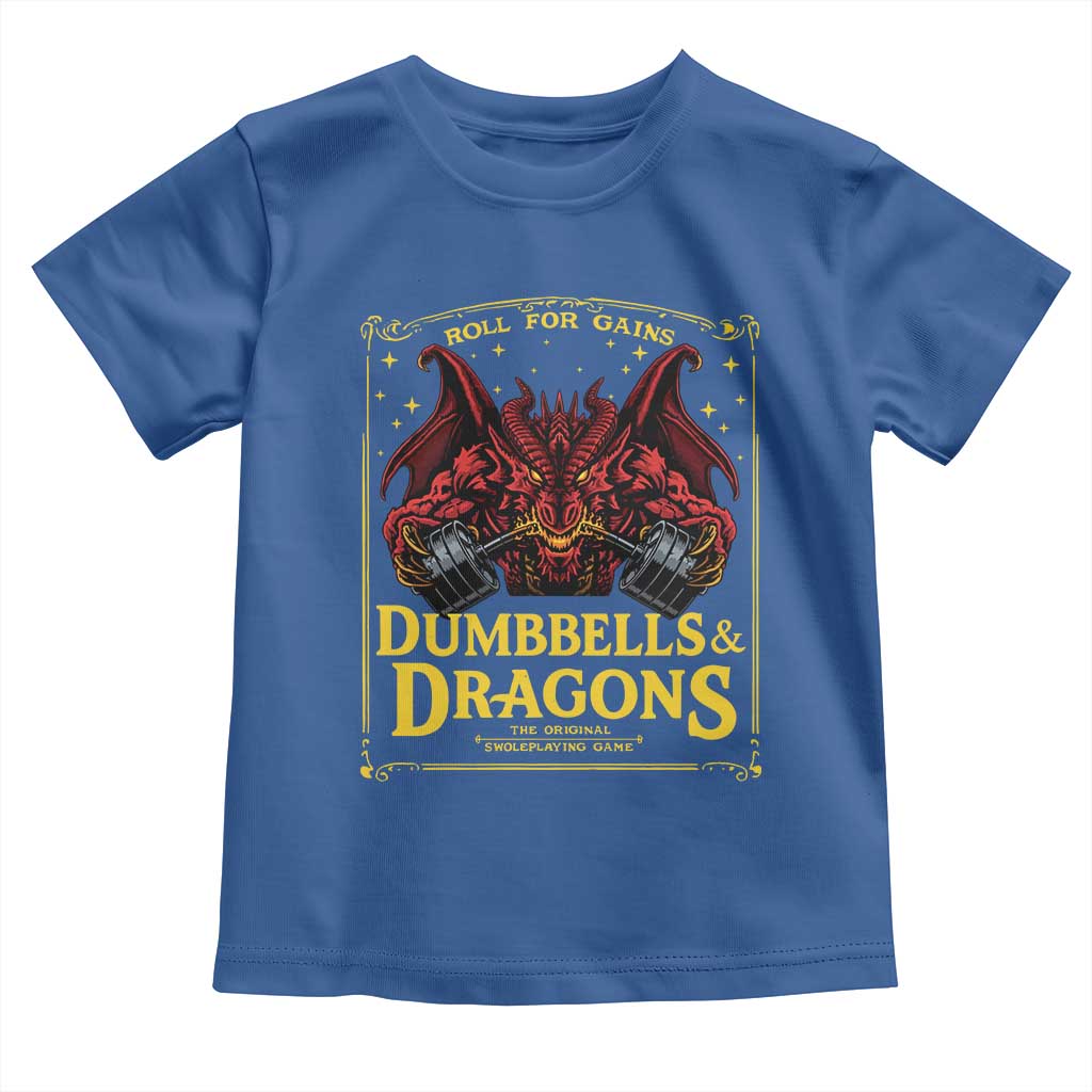 Funny RPG Weightlifting Workout Gym Toddler T Shirt Dumbbells And Dragons The Original Swoleplaying Game TS11 Royal Blue Print Your Wear