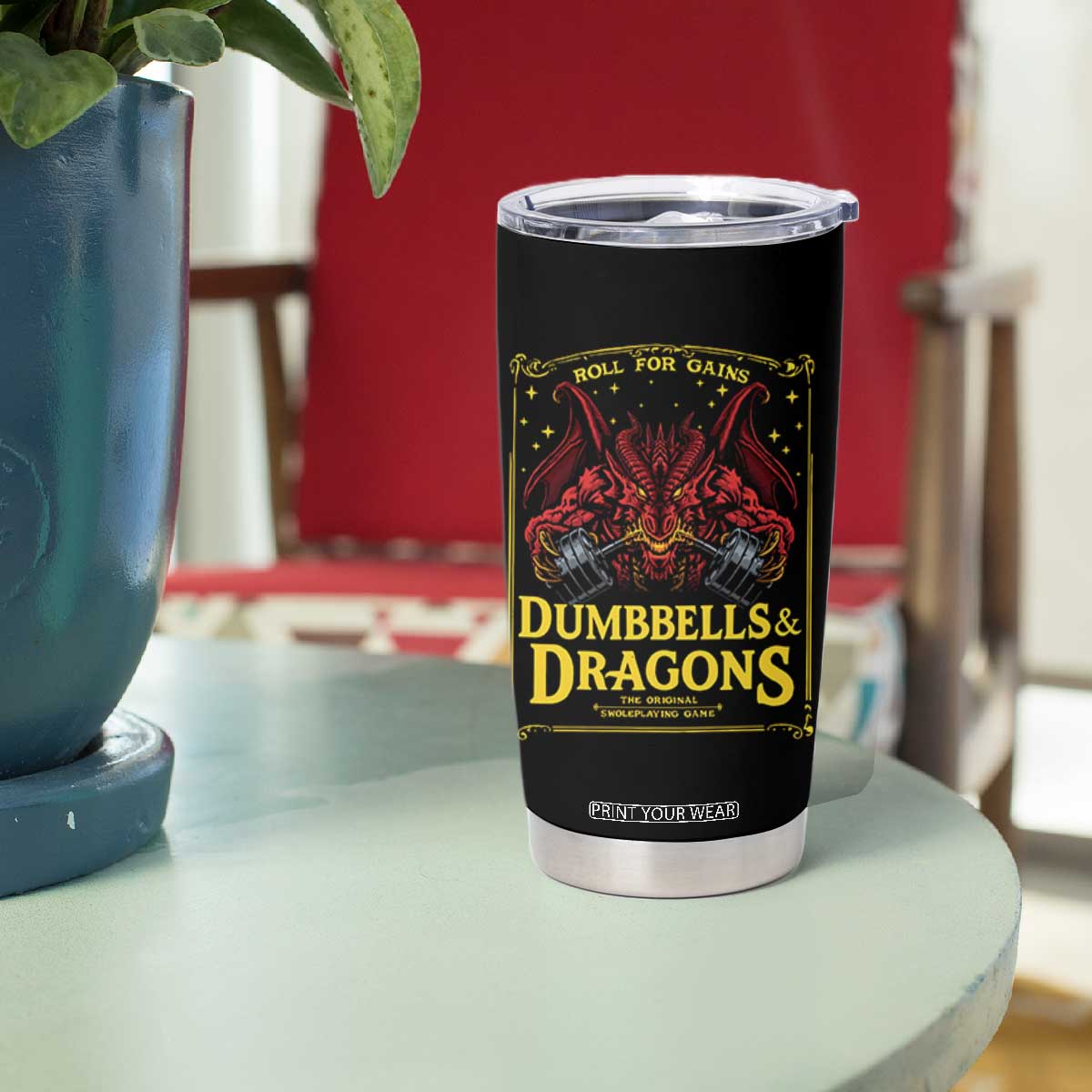 Funny RPG Weightlifting Workout Gym Tumbler Cup Dumbbells And Dragons The Original Swoleplaying Game TS11 Print Your Wear