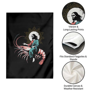 Funny Christian Prawn Garden Flag Retro Jesus Riding A Shrimp Meme TS11 Print Your Wear