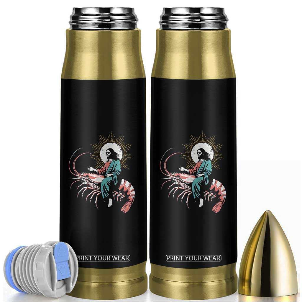 Funny Christian Prawn Bullet Tumbler Retro Jesus Riding A Shrimp Meme TS11 Black Print Your Wear