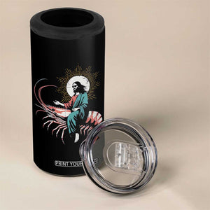 Funny Christian Prawn 4 in 1 Can Cooler Tumbler Retro Jesus Riding A Shrimp Meme TS11 Print Your Wear