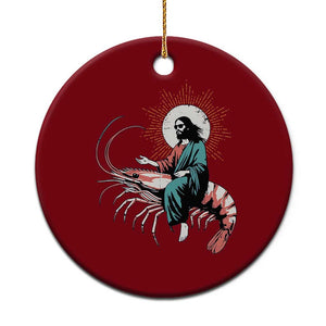 Funny Christian Prawn Ceramic Ornament Retro Jesus Riding A Shrimp Meme TS11 1pc Red Print Your Wear