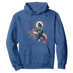 Funny Christian Prawn Hoodie Retro Jesus Riding A Shrimp Meme TS11 Royal Blue Print Your Wear