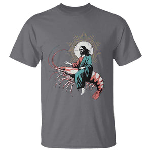 Funny Christian Prawn T Shirt Retro Jesus Riding A Shrimp Meme TS11 Charcoal Print Your Wear