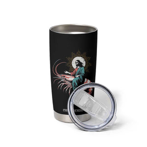Funny Christian Prawn Tumbler Cup Retro Jesus Riding A Shrimp Meme TS11 Print Your Wear