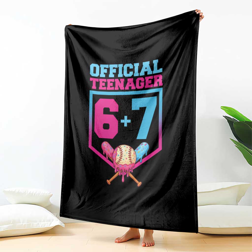 Funny 67 Baseball 13th Birthday Throw Blanket Ice Cream Drip 13th Bday Official Teenager TS11 Print Your Wear
