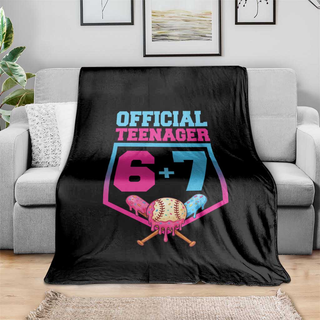 Funny 67 Baseball 13th Birthday Throw Blanket Ice Cream Drip 13th Bday Official Teenager TS11 Print Your Wear