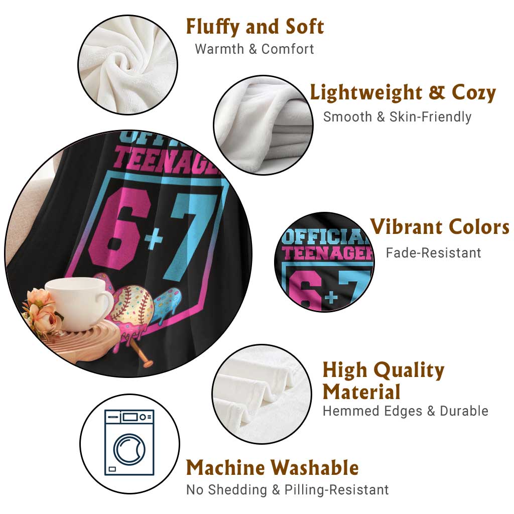 Funny 67 Baseball 13th Birthday Throw Blanket Ice Cream Drip 13th Bday Official Teenager TS11 Print Your Wear
