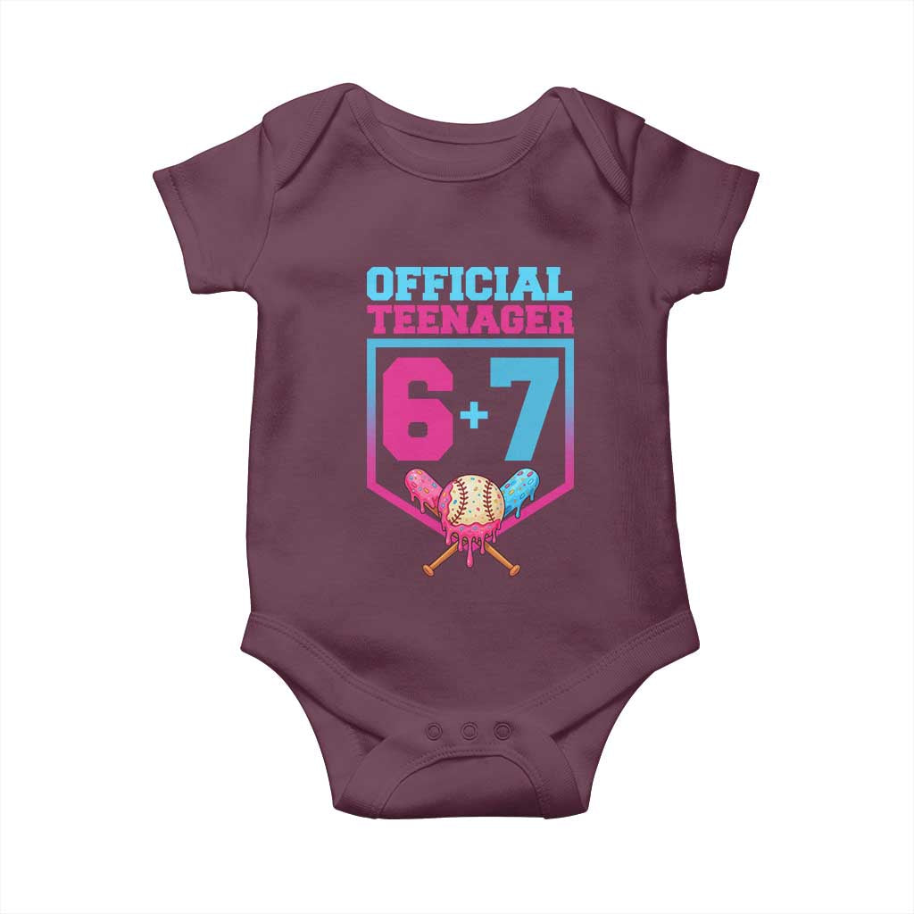 Funny 67 Baseball 13th Birthday Baby Onesie Ice Cream Drip 13th Bday Official Teenager TS11 Maroon Print Your Wear