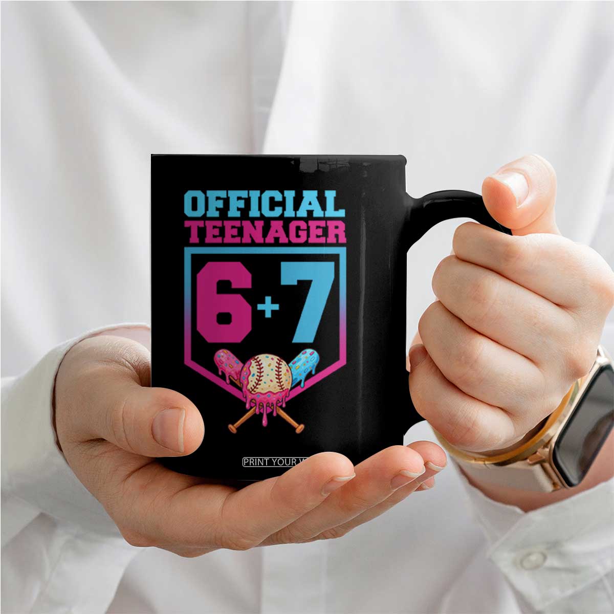 Funny 67 Baseball 13th Birthday Coffee Mug Ice Cream Drip 13th Bday Official Teenager TS11 Print Your Wear