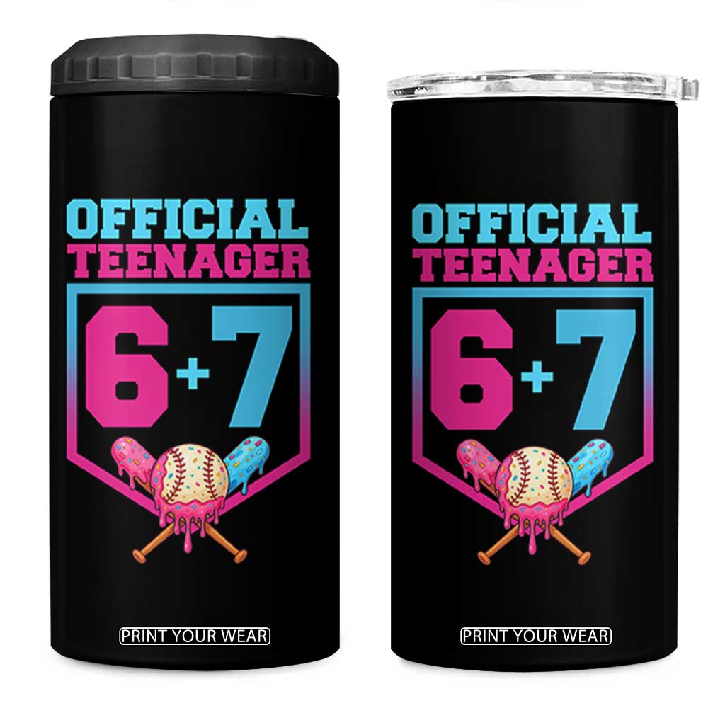 Funny 67 Baseball 13th Birthday 4 in 1 Can Cooler Tumbler Ice Cream Drip 13th Bday Official Teenager TS11 One Size: 16 oz Black Print Your Wear