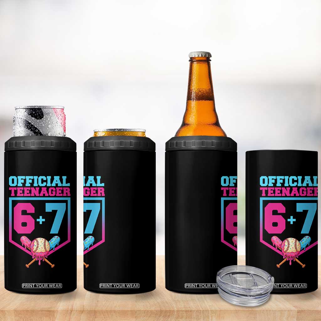Funny 67 Baseball 13th Birthday 4 in 1 Can Cooler Tumbler Ice Cream Drip 13th Bday Official Teenager TS11 Print Your Wear