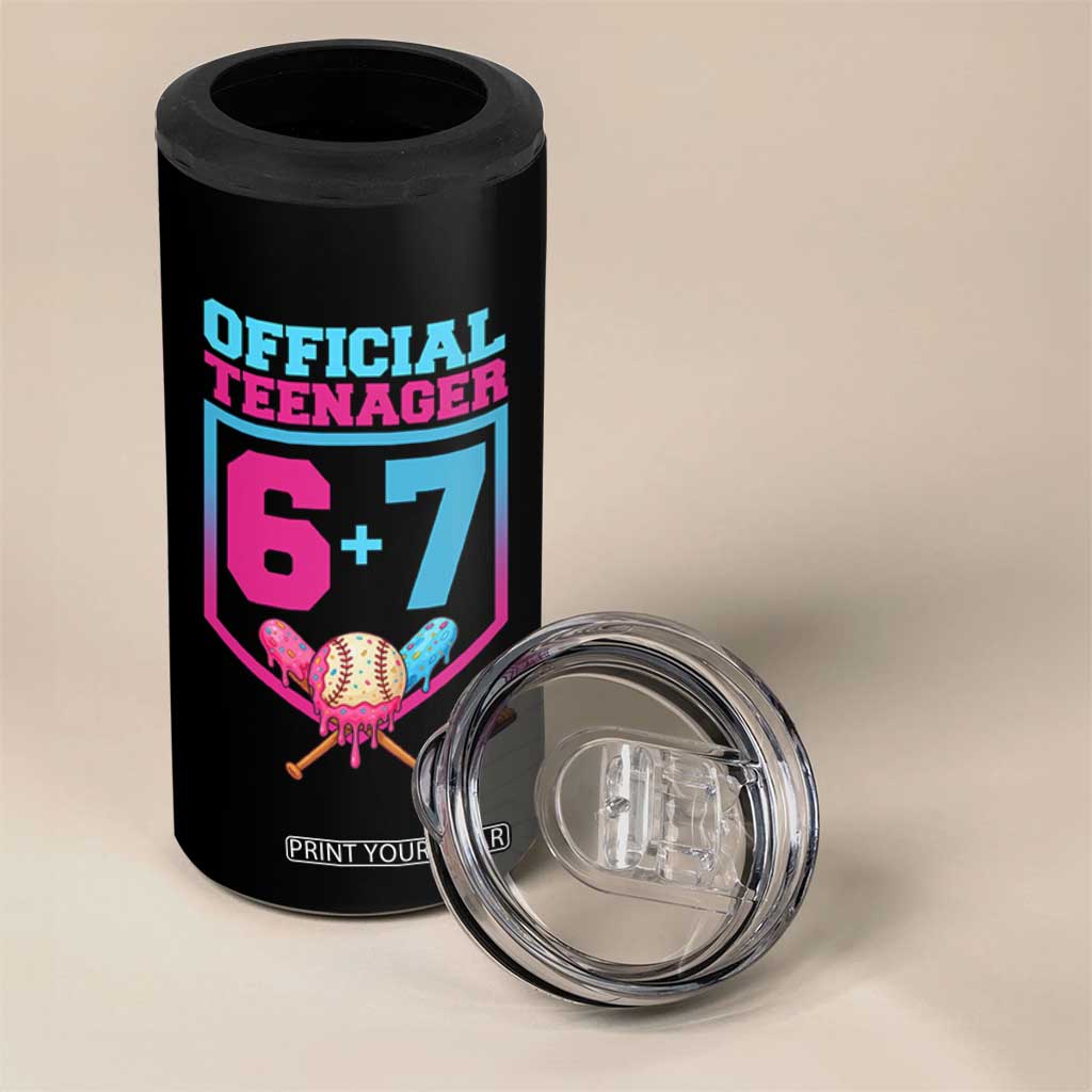 Funny 67 Baseball 13th Birthday 4 in 1 Can Cooler Tumbler Ice Cream Drip 13th Bday Official Teenager TS11 Print Your Wear