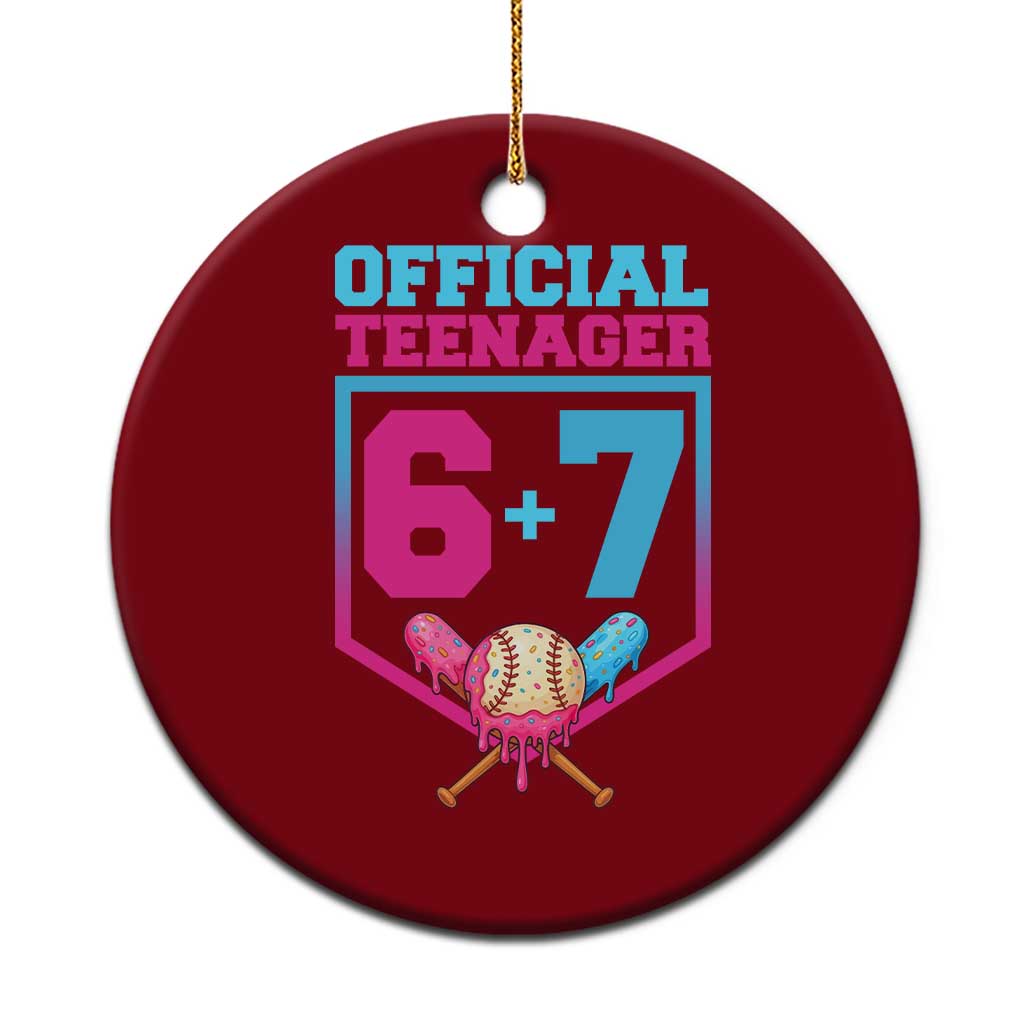 Funny 67 Baseball 13th Birthday Ceramic Ornament Ice Cream Drip 13th Bday Official Teenager TS11 1pc Red Print Your Wear