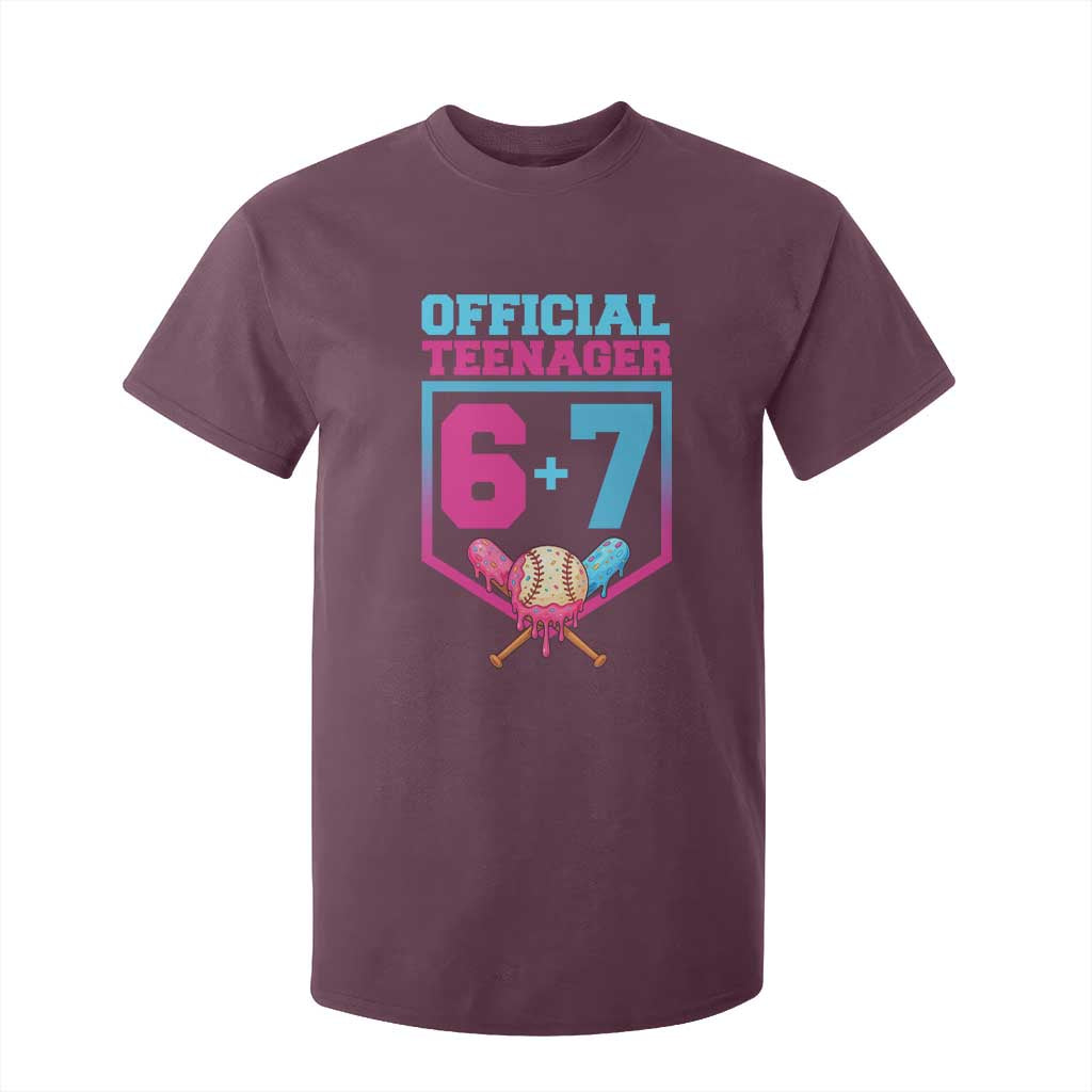 Funny 67 Baseball 13th Birthday T Shirt For Kid Ice Cream Drip 13th Bday Official Teenager TS11 Maroon Print Your Wear