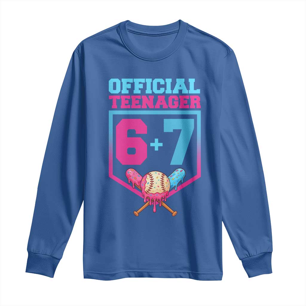 Funny 67 Baseball 13th Birthday Long Sleeve Shirt Ice Cream Drip 13th Bday Official Teenager TS11 Royal Blue Print Your Wear