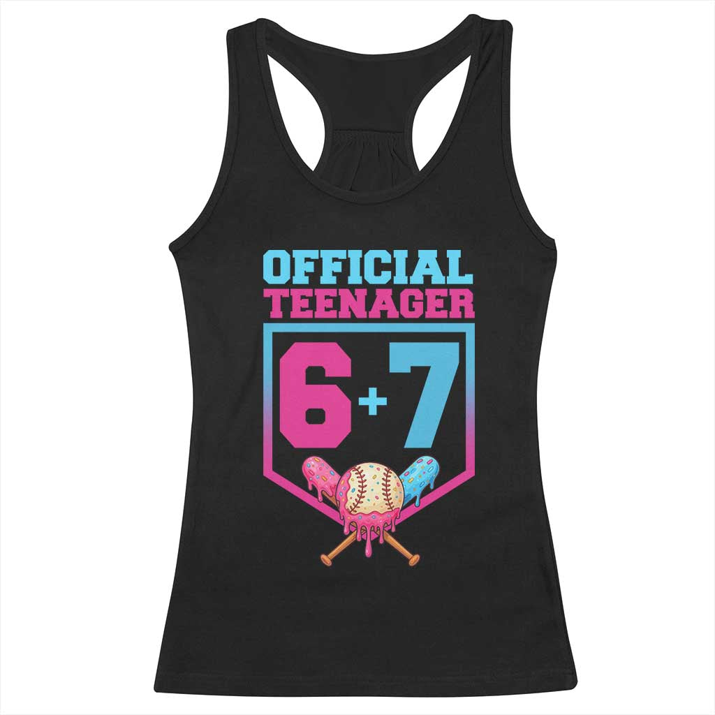 Funny 67 Baseball 13th Birthday Racerback Tank Top Ice Cream Drip 13th Bday Official Teenager TS11 Black Print Your Wear