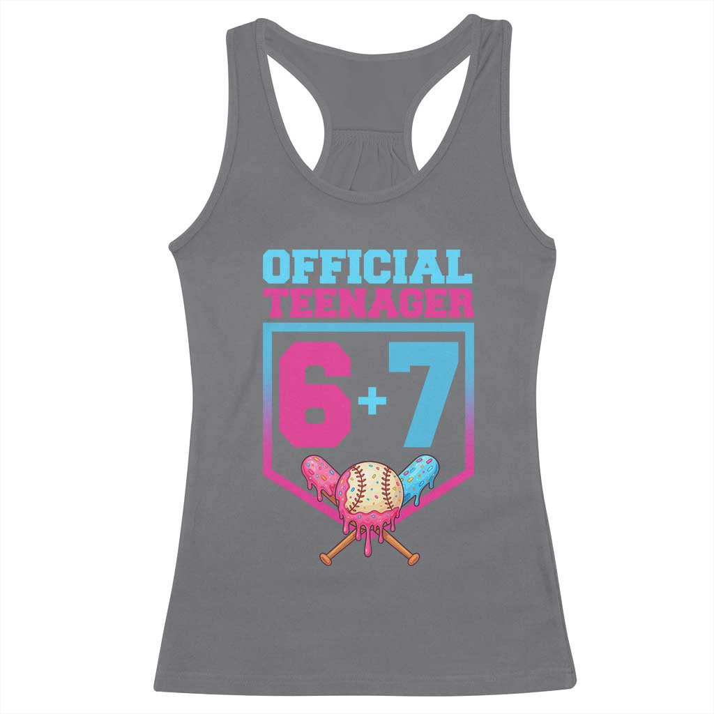 Funny 67 Baseball 13th Birthday Racerback Tank Top Ice Cream Drip 13th Bday Official Teenager TS11 Charcoal Print Your Wear