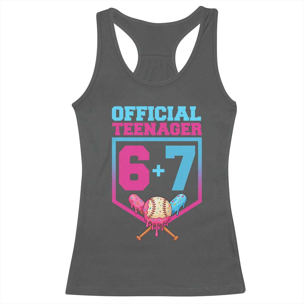 Funny 67 Baseball 13th Birthday Racerback Tank Top Ice Cream Drip 13th Bday Official Teenager TS11 Dark Heather Print Your Wear