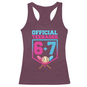 Funny 67 Baseball 13th Birthday Racerback Tank Top Ice Cream Drip 13th Bday Official Teenager TS11 Maroon Print Your Wear
