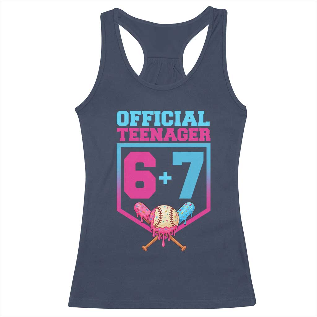 Funny 67 Baseball 13th Birthday Racerback Tank Top Ice Cream Drip 13th Bday Official Teenager TS11 Navy Print Your Wear