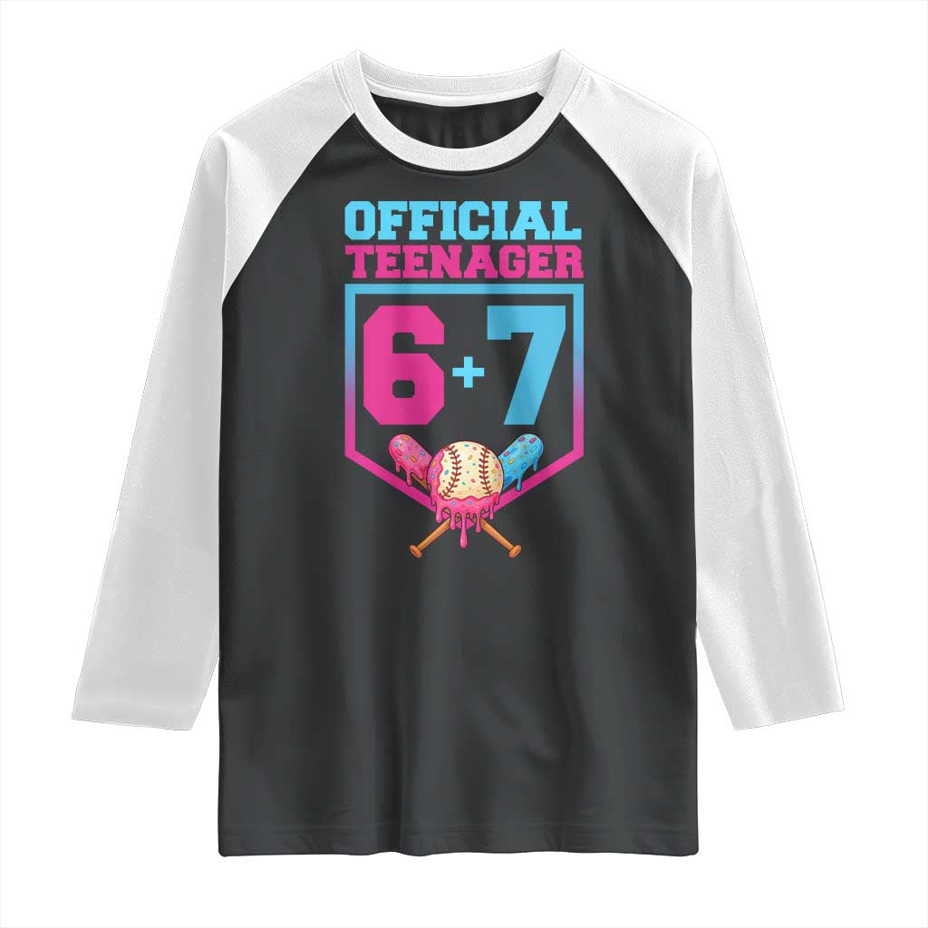 Funny 67 Baseball 13th Birthday Raglan Shirt Ice Cream Drip 13th Bday Official Teenager TS11 Black White Print Your Wear