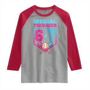 Funny 67 Baseball 13th Birthday Raglan Shirt Ice Cream Drip 13th Bday Official Teenager TS11 Sport Gray Red Print Your Wear