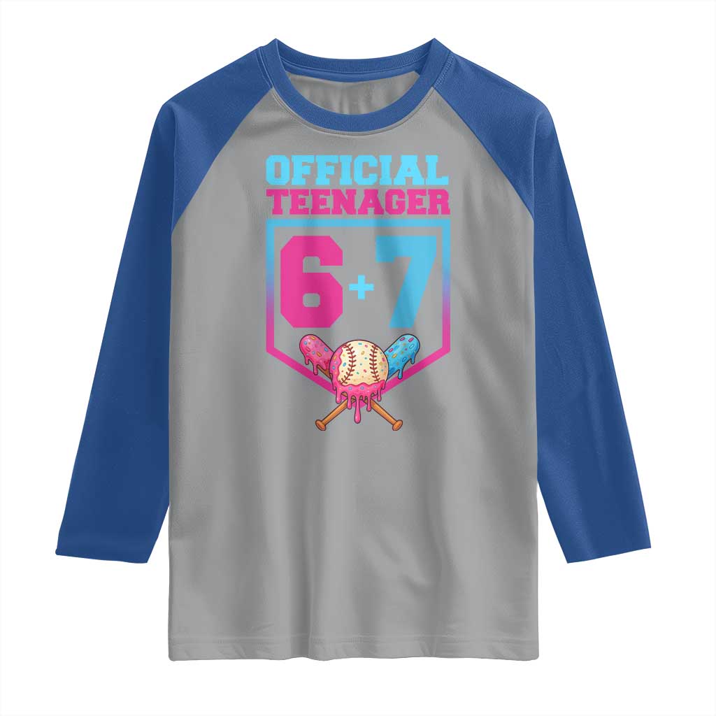 Funny 67 Baseball 13th Birthday Raglan Shirt Ice Cream Drip 13th Bday Official Teenager TS11 Sport Gray Royal Print Your Wear