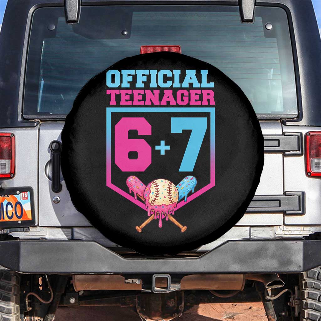 Funny 67 Baseball 13th Birthday Spare Tire Cover Ice Cream Drip 13th Bday Official Teenager TS11 No hole Black Print Your Wear