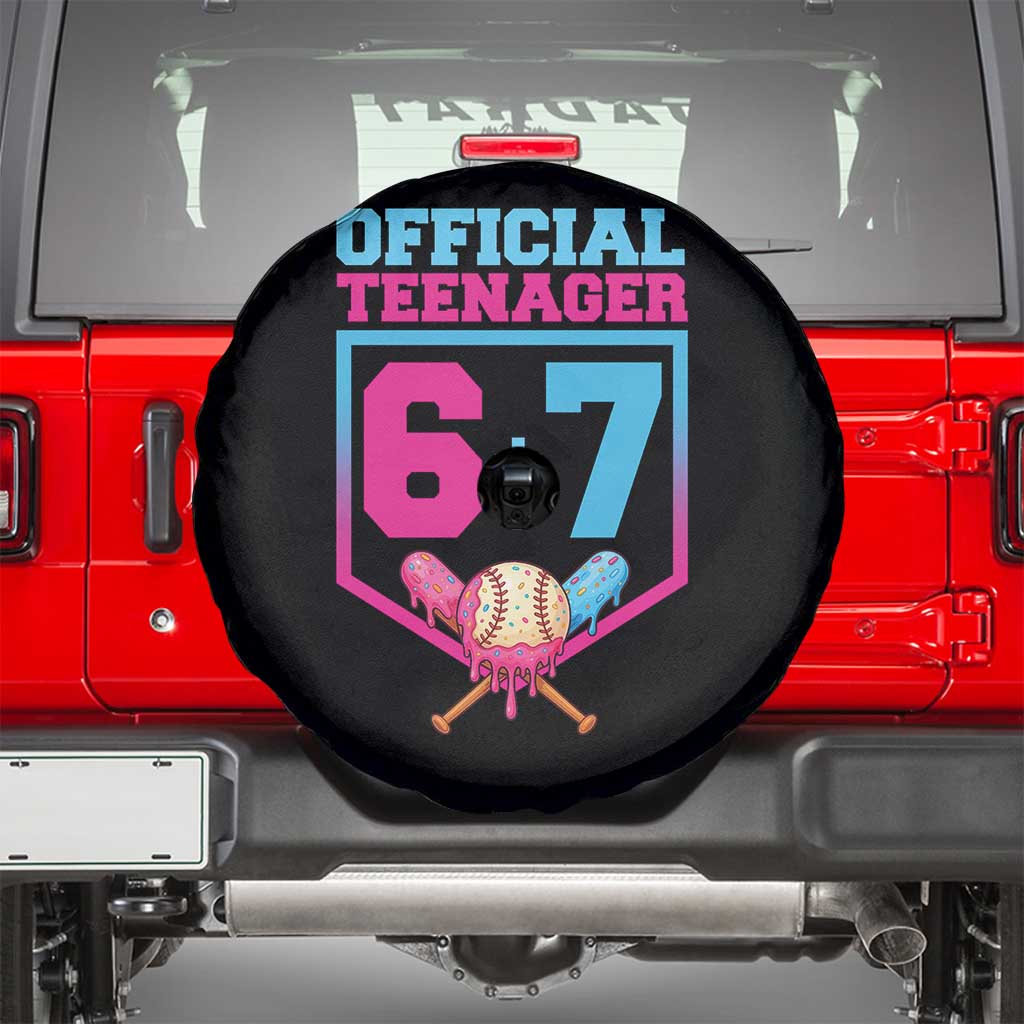 Funny 67 Baseball 13th Birthday Spare Tire Cover Ice Cream Drip 13th Bday Official Teenager TS11 Black Print Your Wear