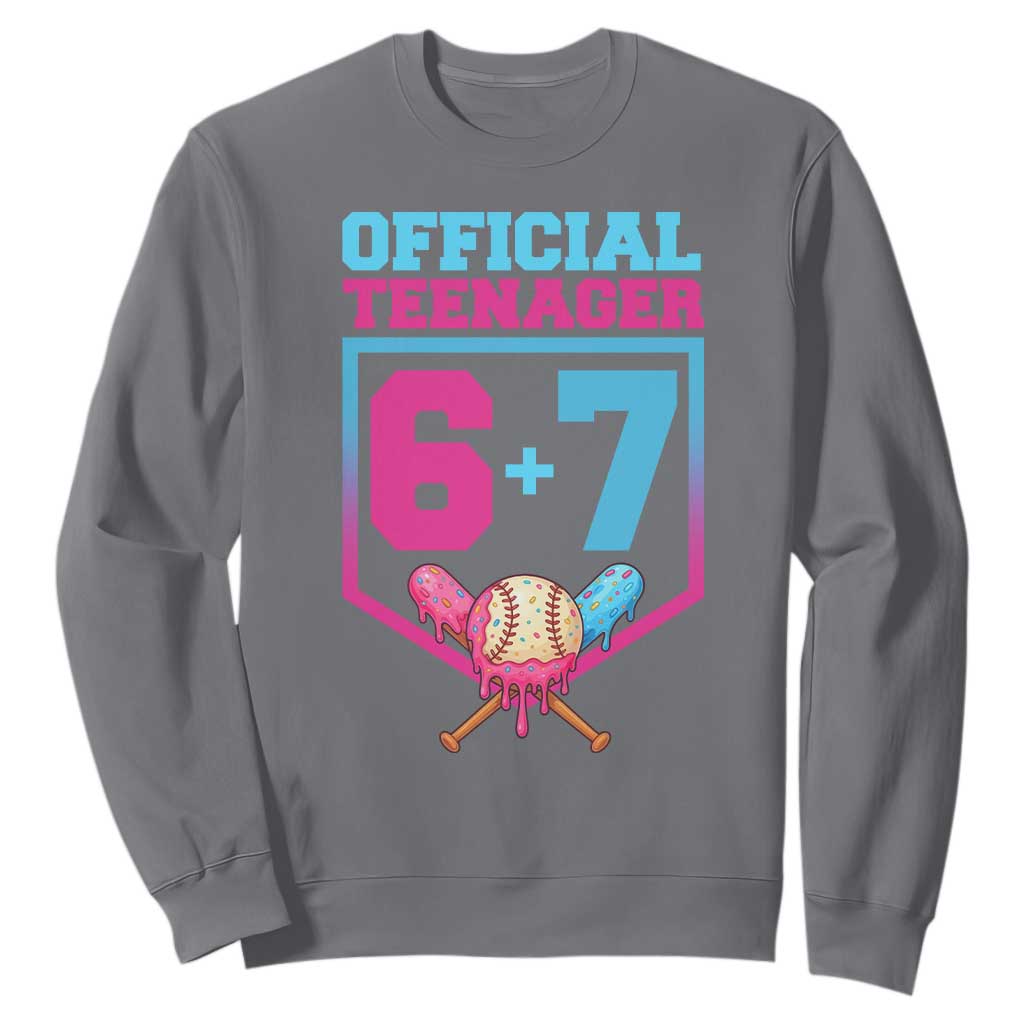 Funny 67 Baseball 13th Birthday Sweatshirt Ice Cream Drip 13th Bday Official Teenager TS11 Charcoal Print Your Wear