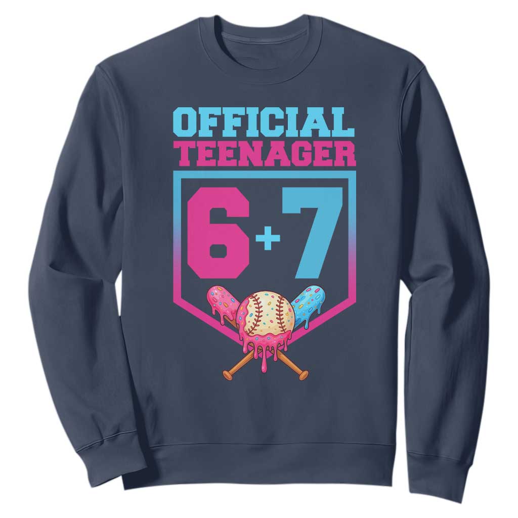 Funny 67 Baseball 13th Birthday Sweatshirt Ice Cream Drip 13th Bday Official Teenager TS11 Navy Print Your Wear
