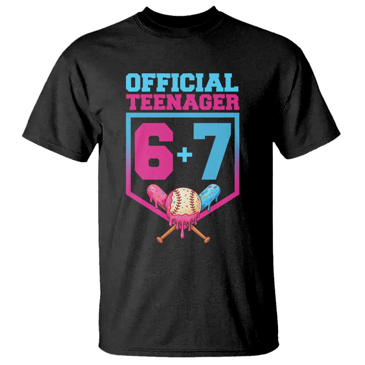 Funny 67 Baseball 13th Birthday T Shirt Ice Cream Drip 13th Bday Official Teenager TS11 Black Print Your Wear