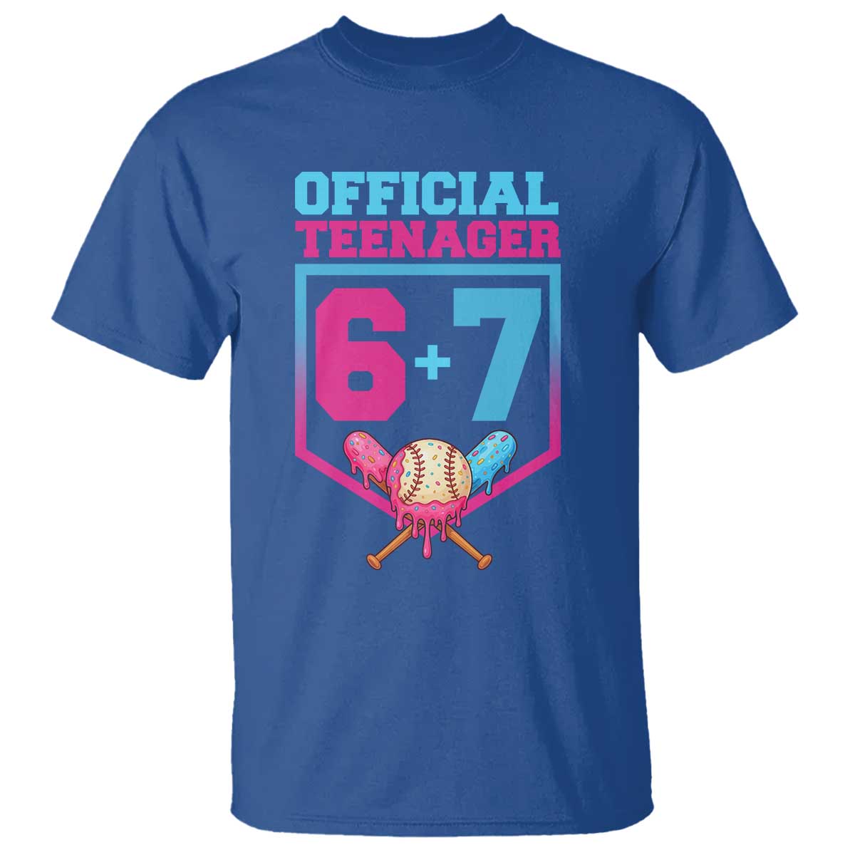 Funny 67 Baseball 13th Birthday T Shirt Ice Cream Drip 13th Bday Official Teenager TS11 Royal Blue Print Your Wear