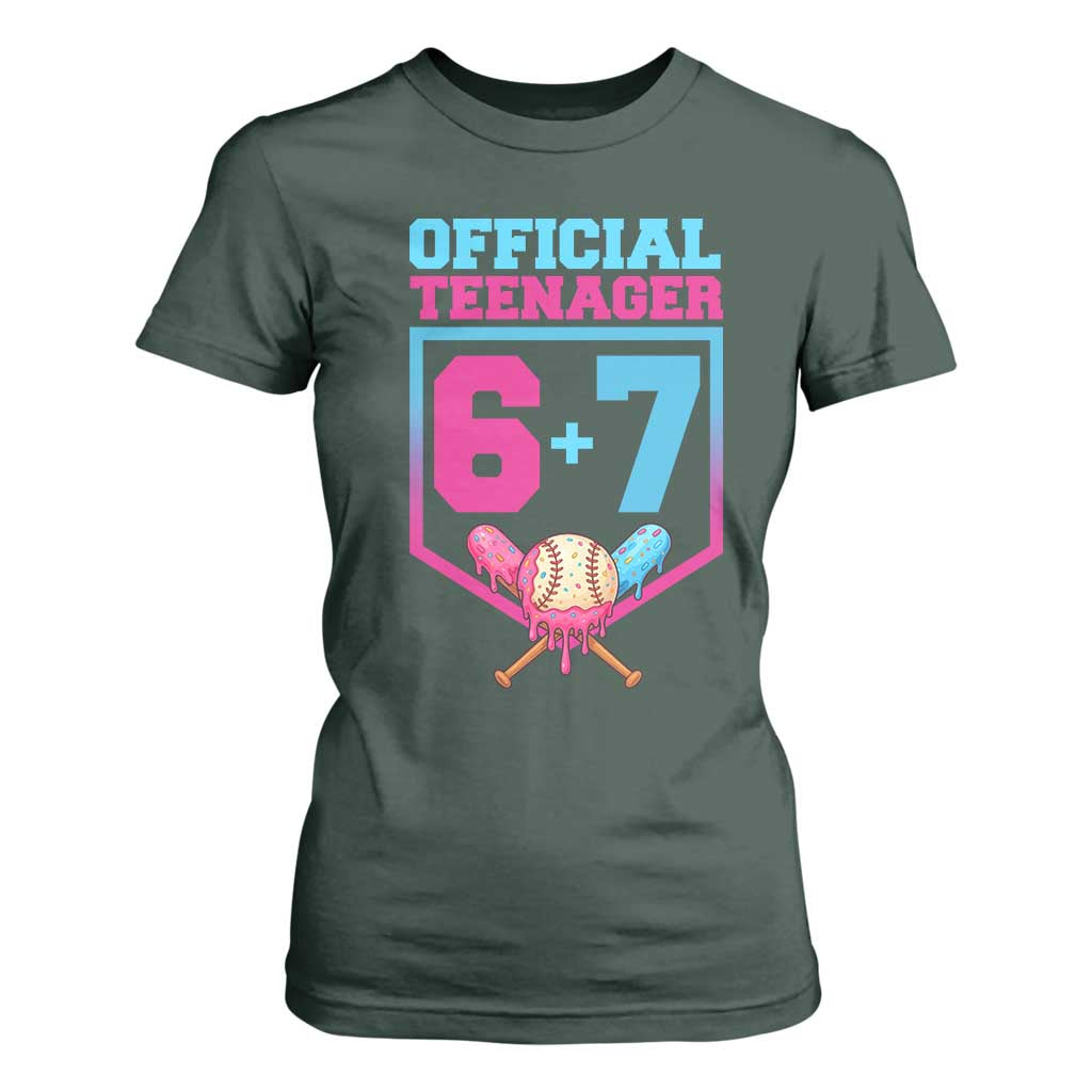 Funny 67 Baseball 13th Birthday T Shirt For Women Ice Cream Drip 13th Bday Official Teenager TS11 Dark Forest Green Print Your Wear