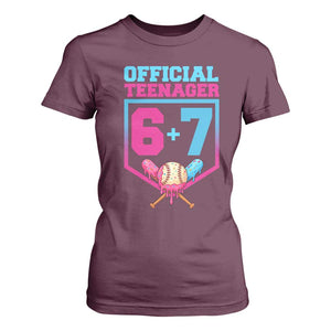 Funny 67 Baseball 13th Birthday T Shirt For Women Ice Cream Drip 13th Bday Official Teenager TS11 Maroon Print Your Wear